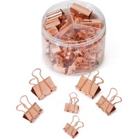 Binder Clips and Paper Clips, Metal Paper Clamps Rose Gold Binder Clips Assorted Sizes